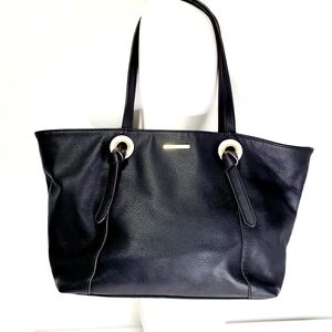 Liz Claiborne Black Vegan Leather Tote with Gold Accents